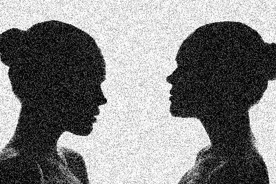 sillouette of 2 women faces