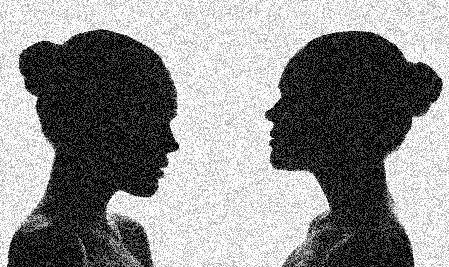 sillouette of 2 women faces